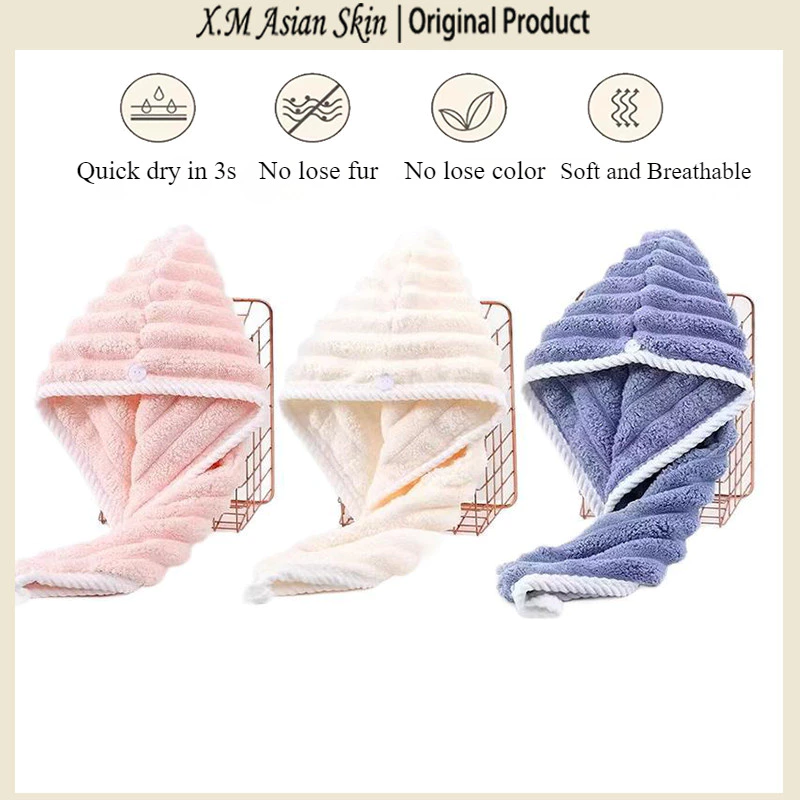 3 Colors Hair Towel Wrap Quick Dry Microfiber For Hair Fast Dry Hair Cap Strongly Absorbent Hair Drying Towel Cotton For Hair