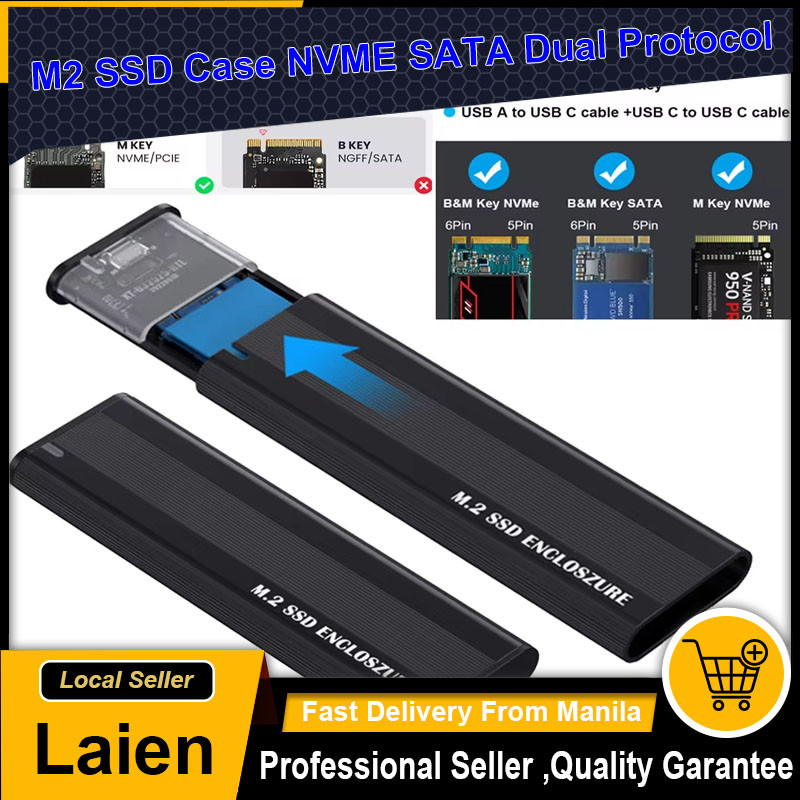 M2 SSD Case NVME SATA Dual Protocol M.2 to USB Type C 3.1 SSD Adapter ...