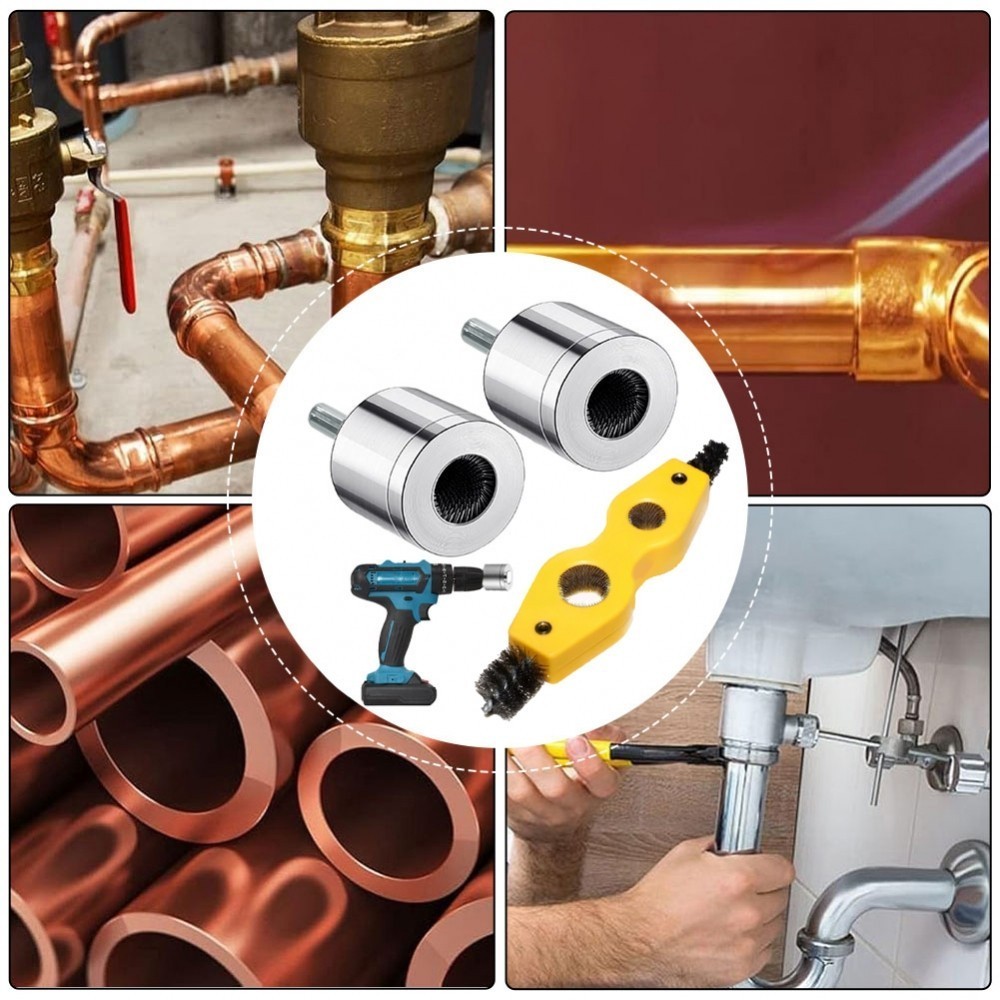 Efficient For Drill Copper Pipe Cleaner with Dual Head Brush 15mm 22mm