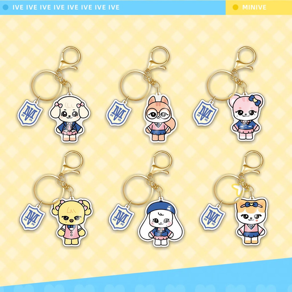 Kpop Idol IVE MINIVE 25 Year Flash Campus Edition Cartoon Acrylic Bag ...