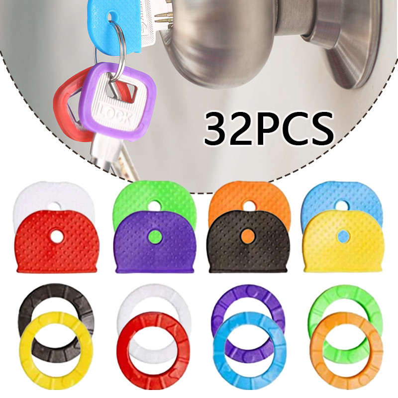 32PCS Key Cap Covers. 8 Colors Key Identifiers Protectors 2 Styles for ...