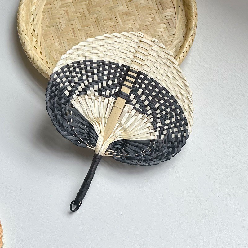 Bamboo Fan Hand Crank Fan Handcraft Fan Exquisite Pure Hand-woven Straw ...