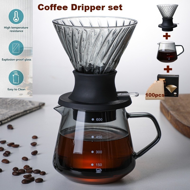 Yo-Fun V60 Coffee Dripper Set Immersion Coffee Glass Dripper Set With ...