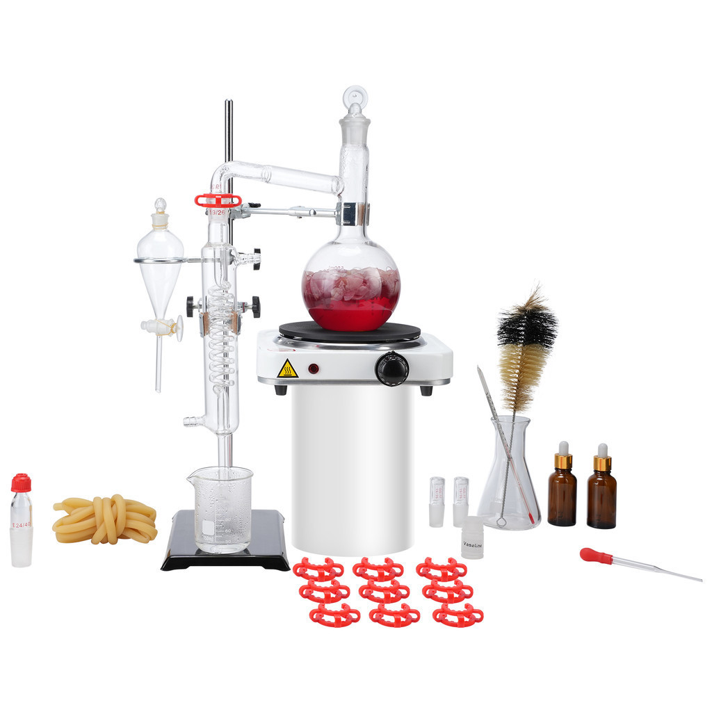 VEVOR Essential Oil Distillation Kit 500ml/2L Distillation Apparatus 3. ...