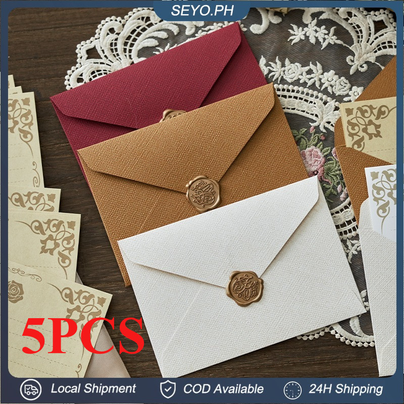 5Pcs Vintage Linen Envelopes Retro Textured Envelope Romantic Pure ...