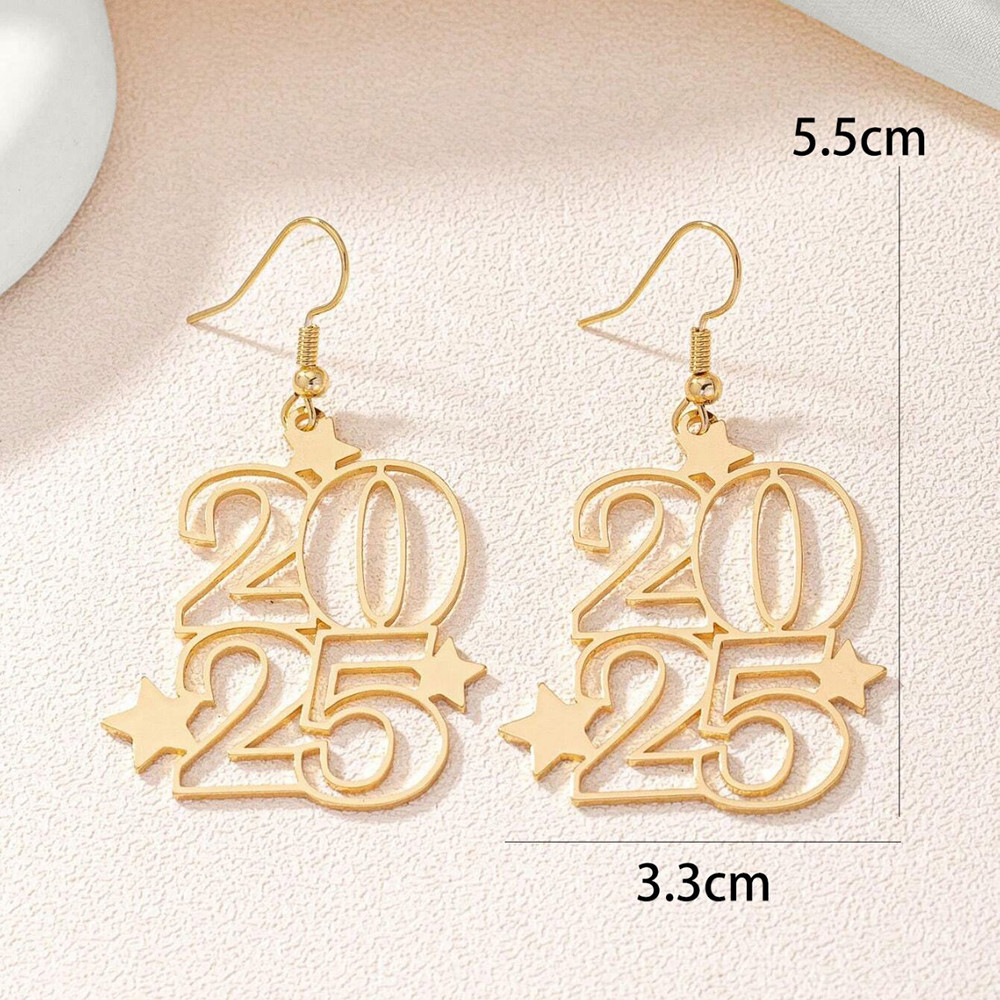 2025 Number Stars Drop Earrings Party New Year Jewelry for Women ...