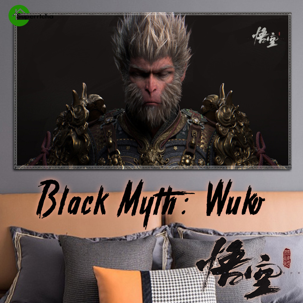 Monkey King Pattern Background Poster - 38*65cm Black Myth Wukong ...