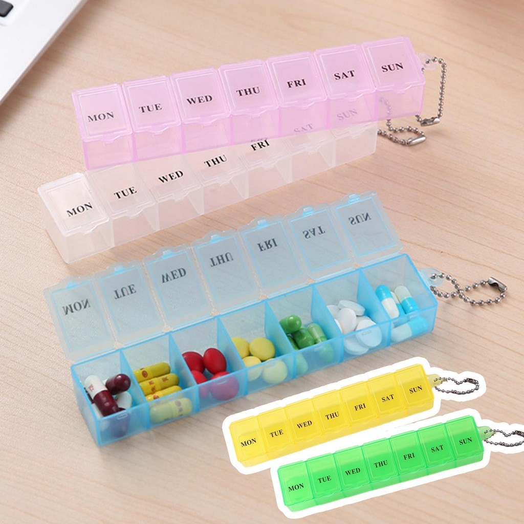7 Days Pill Organizer Portable transparent rectangular medicine box ...