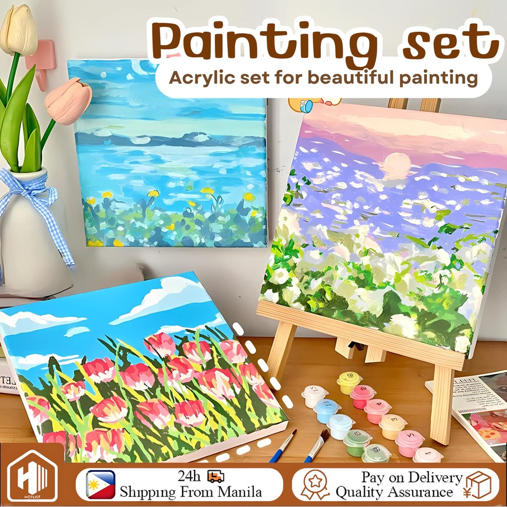 Digital Oil Paint By Numbers 20X20cm Canvas Frame Number Painting Home