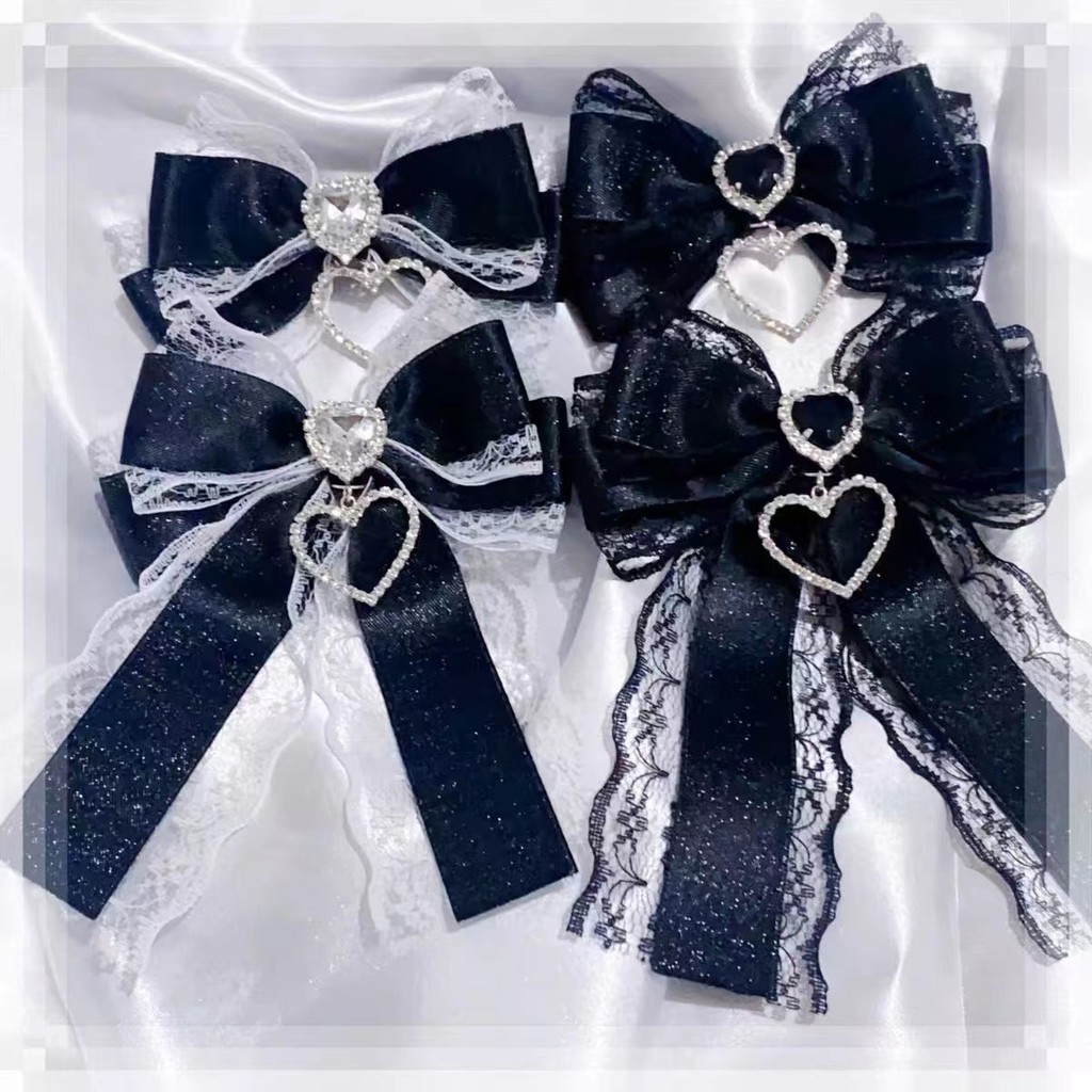 Japanese Sparkling Ribbon Rhinestone Cute Elegant Daily Outfit With ...