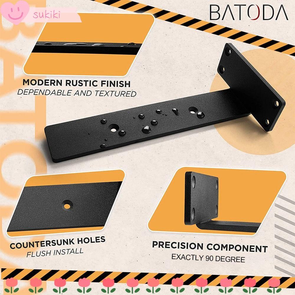 SUKIKI Cast Iron Shelves Brackets, Wall Mount Metal Floating Shelf