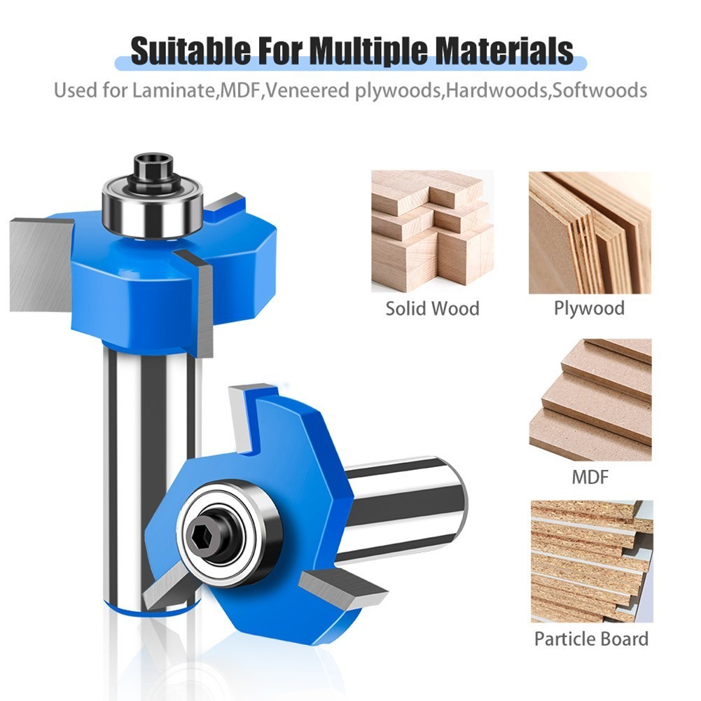 T Slot Rabbet Router Bit 12mm Shank 3 Wings Carbide Slotting Cutter ...