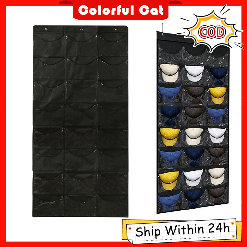 24 Grids Wall Mount Baseball Hat Rack Baseball Cap Organizer Door Hang ...