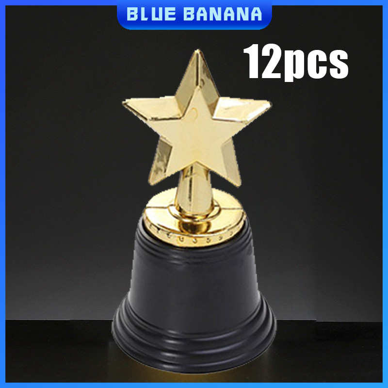 12Pcs Mini Star Trophy Awards Plastic Kids Party Celebrations Golden ...