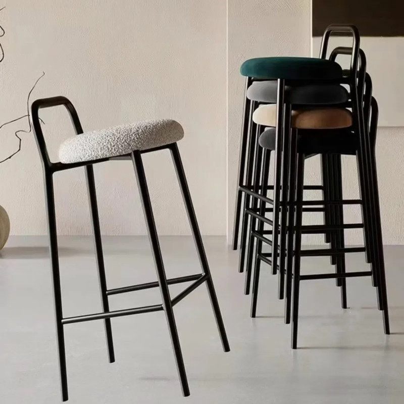 Bar Chairs Stackable Home Bar Stools Modern Simple Round Stools High ...