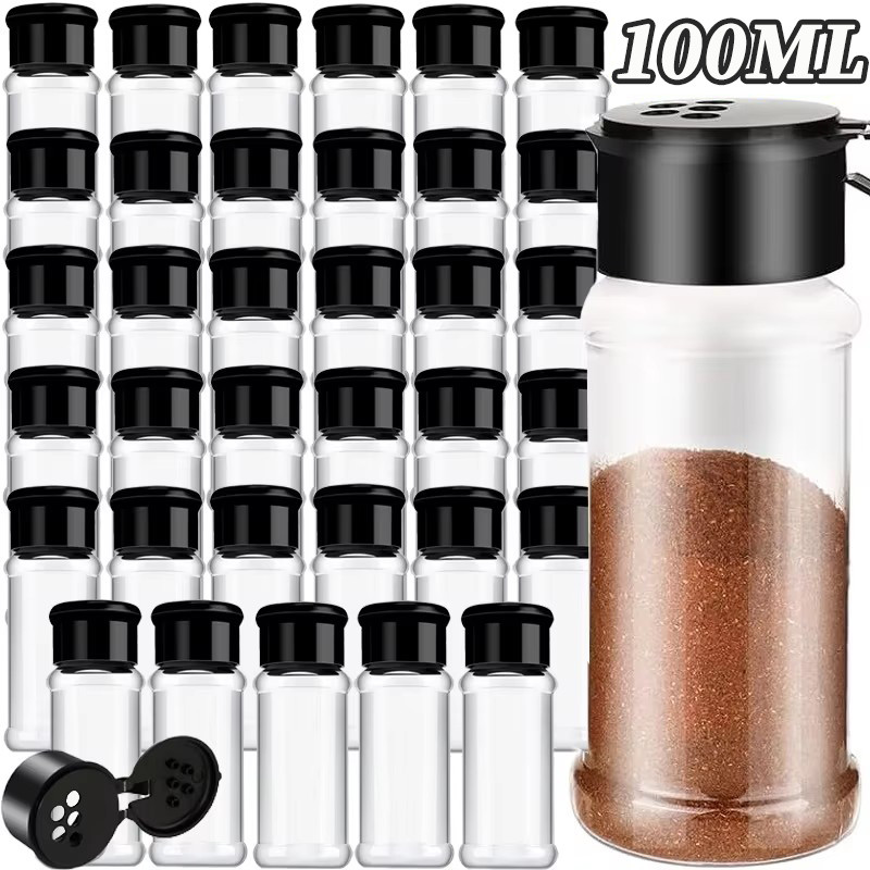 100ml Clear Plastic Spice Bottle Kitchen Seasoning Containers Salt  Pepper Shaker Jars