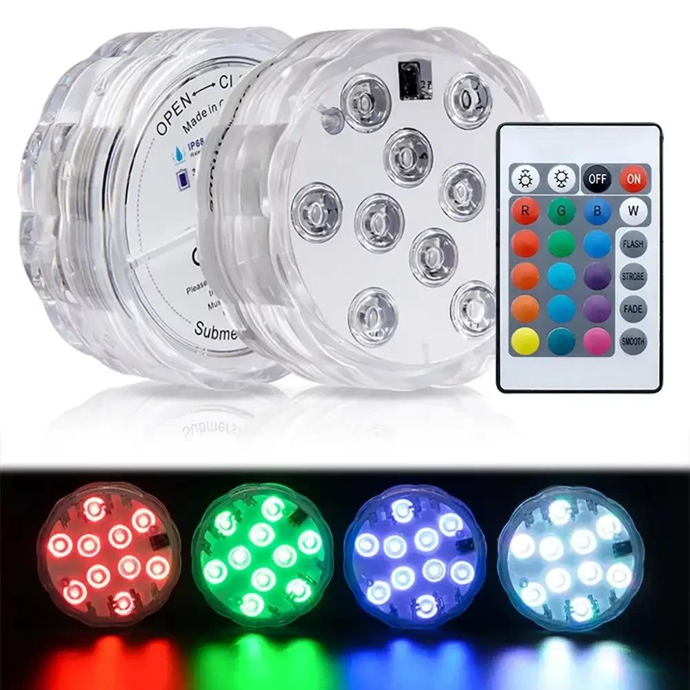 Submersible LED Lights with Remote Underwater Pool Light IP68 Suction ...