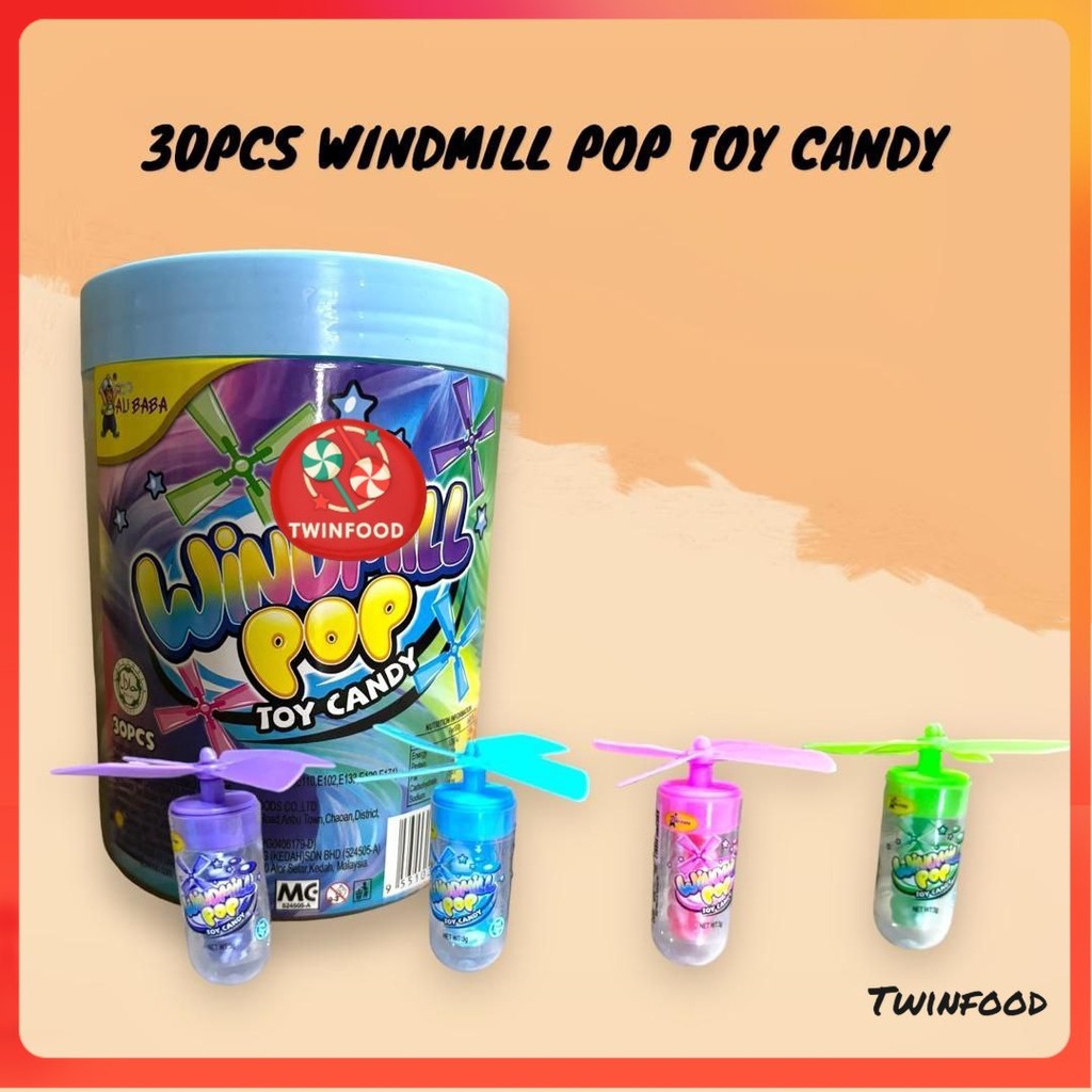 30pcs Ali Windmill Pop Toy Candy Lollipop Hard Candy Buah buahan Fruits ...