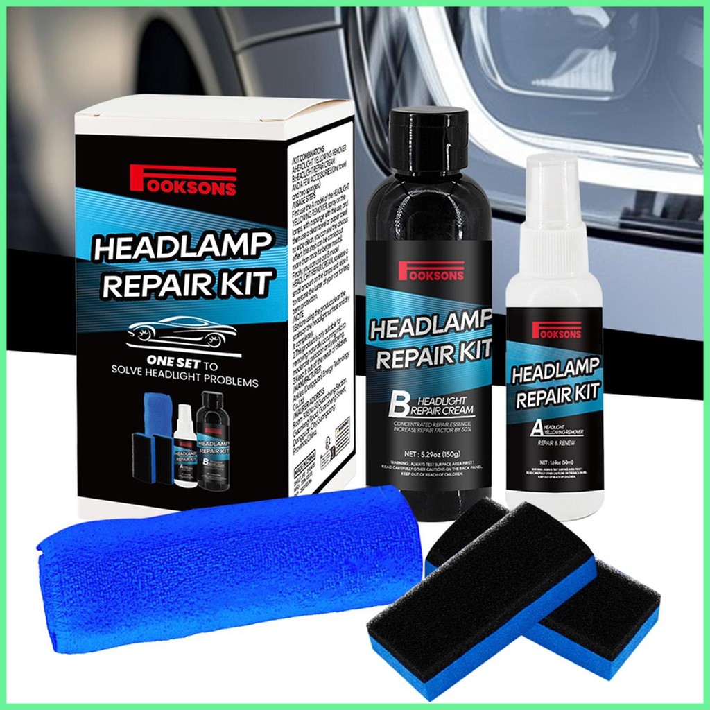 Headlight Restorer Kit Car Headlight Cleaner with Sponge Wipes Towel
