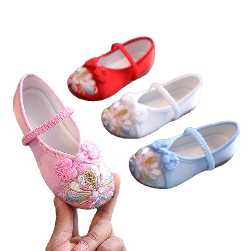 Kids Girl Flat Shoes Cloth Embroidered Hanfu Shoes Chinese Style Baby Girl  Shoes New Year Gift