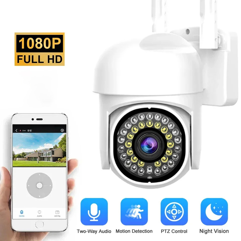 2025 New Wifi Security Camera 1080P PTZ Outdoor Waterproof Auto Audio