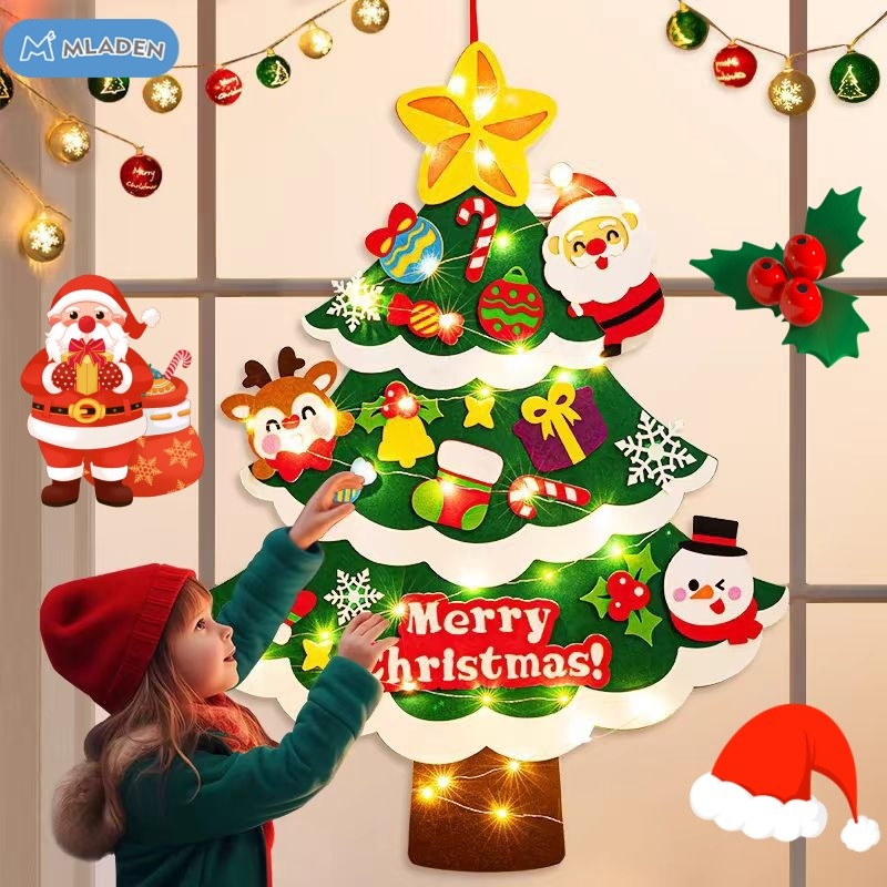 MLADEN Felt Christmas Tree DIY Wall Hanging Xmas Tree With String