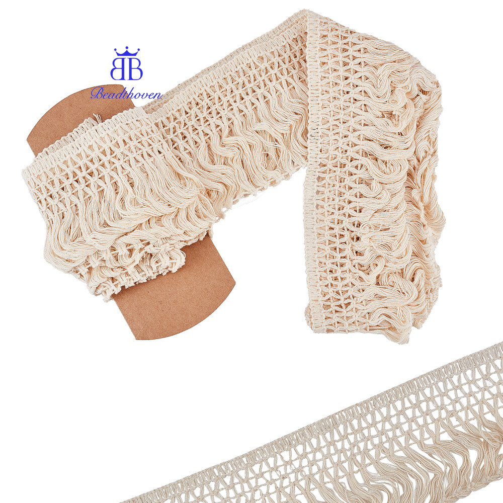 1Roll Cotton Lace Ribbon Edge Trimmings Tassel Ribbon for Sewing Cloth ...