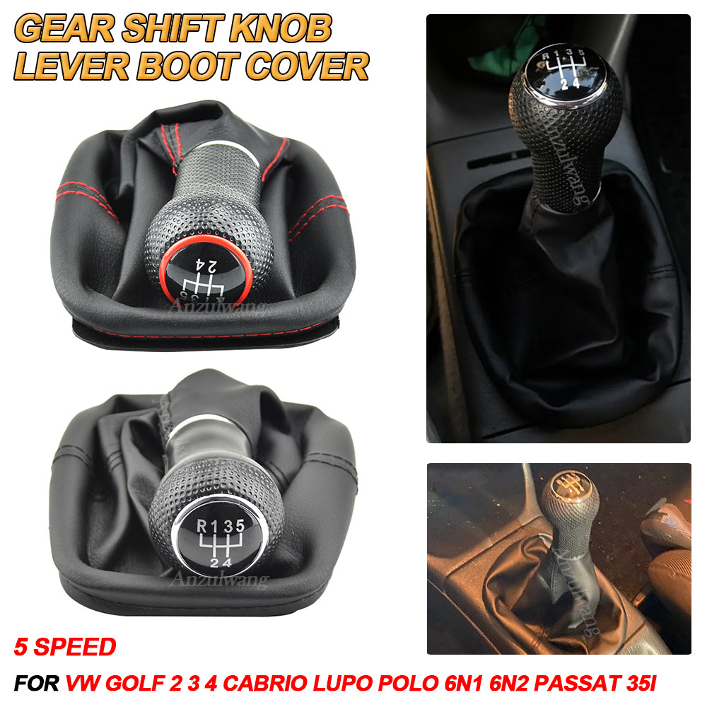 Car Shift knob 5 Speed Red Frame Gear Shift Knob Lever Gaiter Boot For