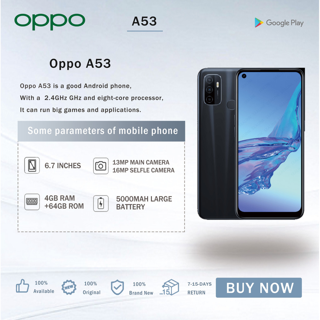 OPPO A53 4+64GB Cellphone 5000mAh 6.5inch Full HD Screen Camera 13MP ...