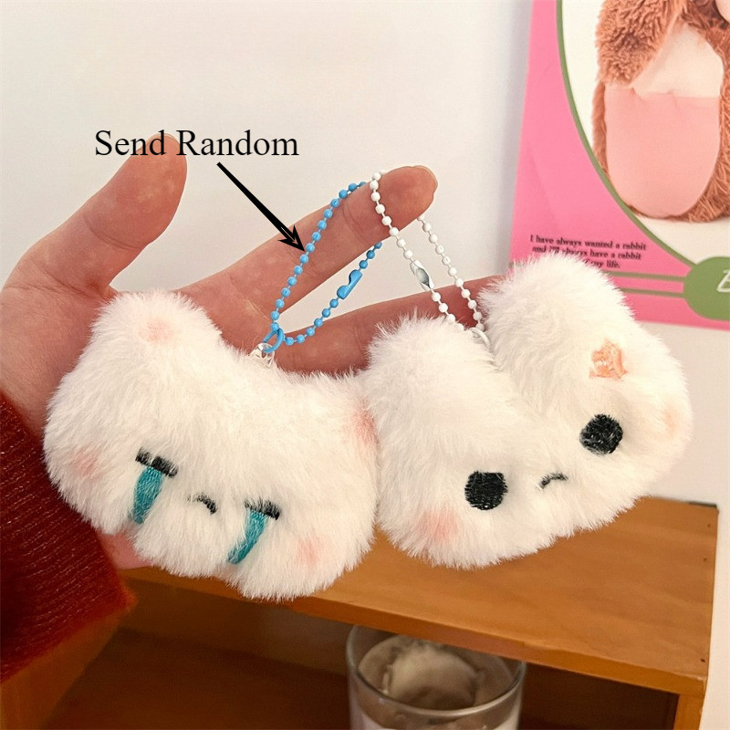 1Pcs Cute White Rabbit Plush Doll Keychain Key Rings Pendant Accessory ...