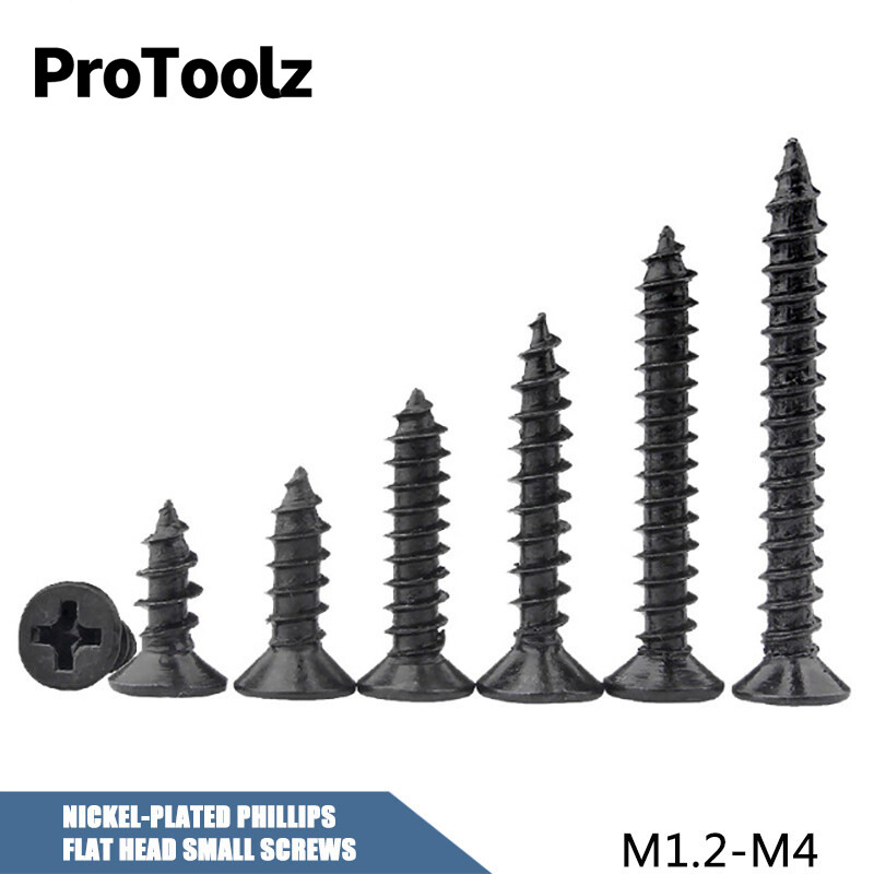 （Fast delivery）Wood/Metal Black Screw Wood/Metal 1'~3'inch flat head ...