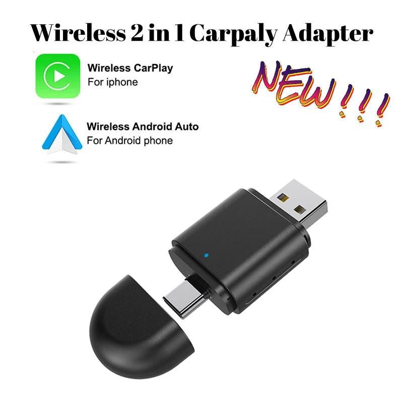 Wireless CarPlay 2 in 1 Android Auto Apple Carplay Adapter Mini AI Box