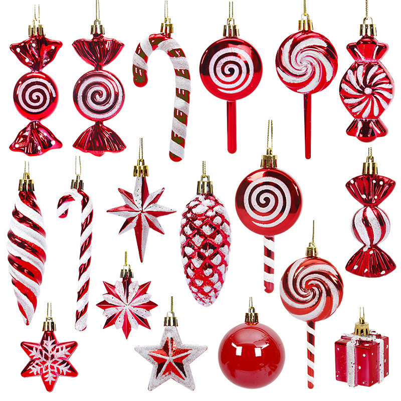 Candy Cane Christmas Ball Xmas Tree Pendant Accessory Red Christmas ...
