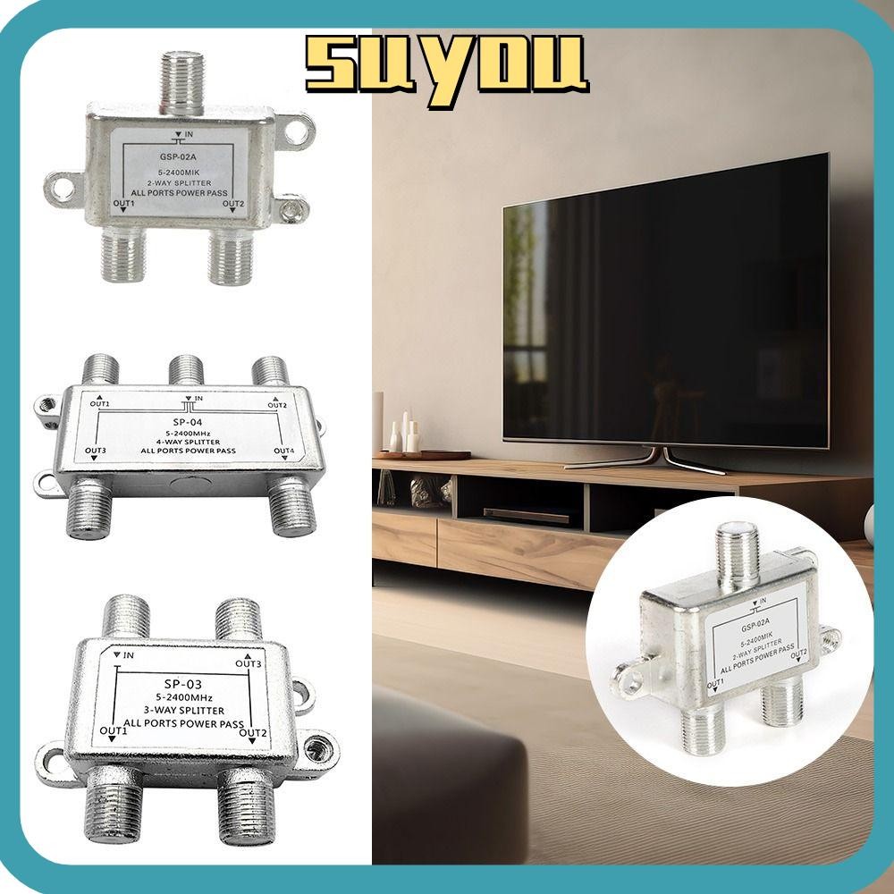 SUYO TV Antenna Satellite Splitter, Ftype Socket TV Satellite Splitter