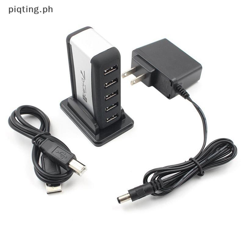 PP USB 7-Port HUB Powered With AC Adapter Cable High-Speed EU/US Plug ...