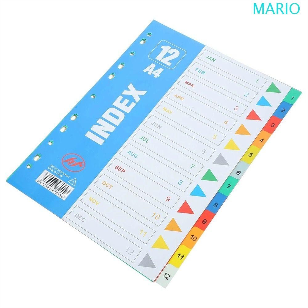 MARIO Index Separator Page, 5/10/12/20/31Pages PP Material Loose-leaf ...