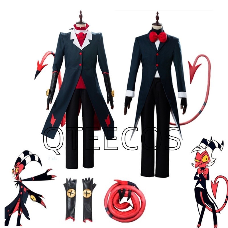 RQ+`Hazbin Cosplay Hotel Moxxie Costume Helluva Boss Uniform Suit Men ...