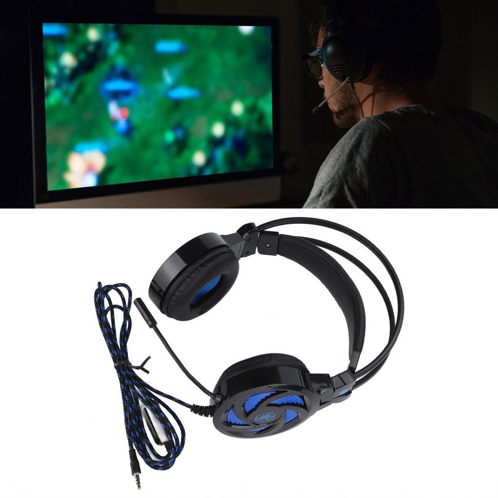 Haijiemall Gaming Headphone Adjustable Mute Function Wire Headset Over ...