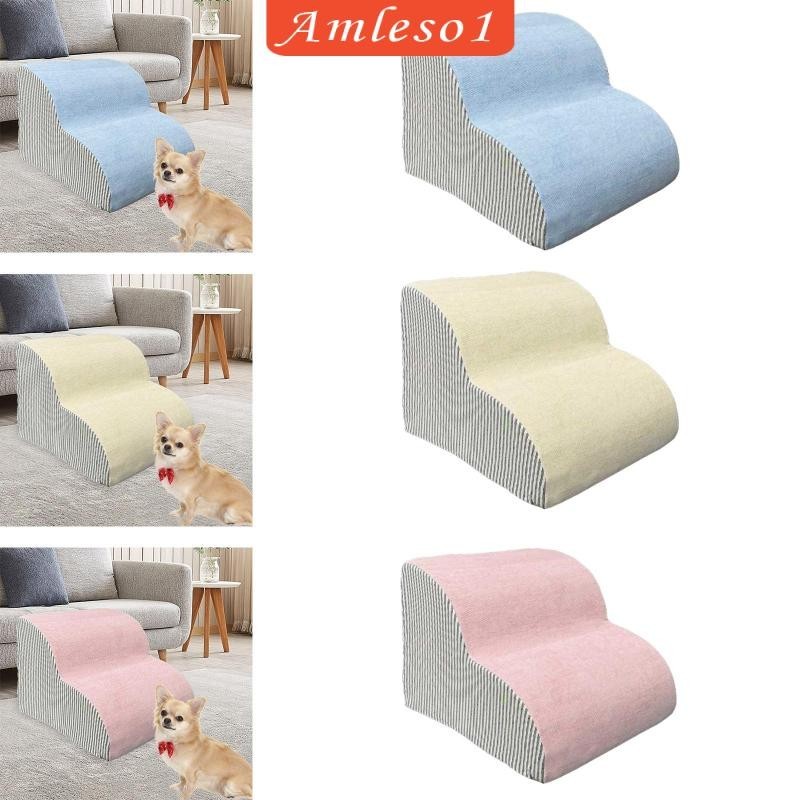 [Amleso1] Dog Stairs Pet Ladder Washable Cover Extra Wide Pet Steps Dog