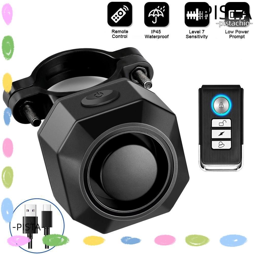 PISTA Motorcycle Alarm Device USB Rechargeable Protect Remote Control ...