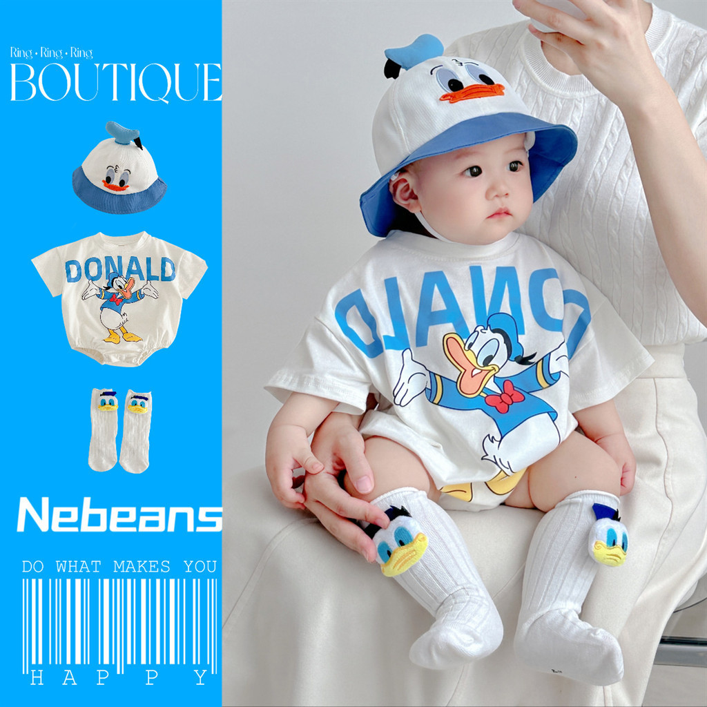 New Born Baby Boy Donald Duck Design Fleece Stuff Winter Dress In Orange Color main image 1