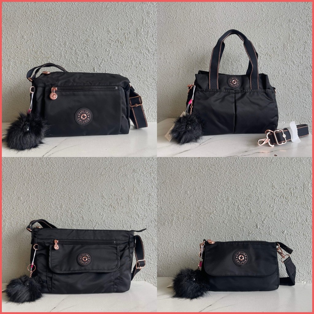 Kipling Women'S Black Rose Crossbody Bag Nylon Canvas Waterproof