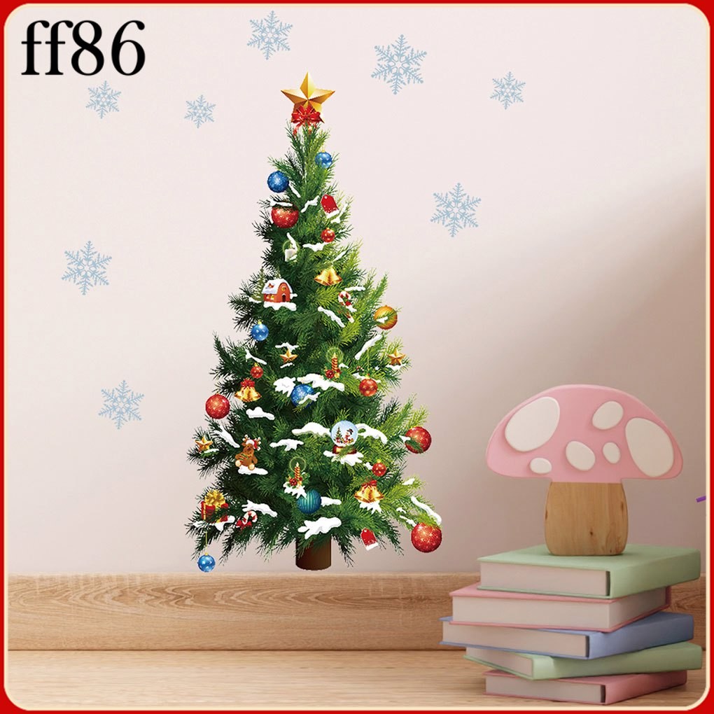 [FF86] 1/2/3 PVC Festive Christmas Tree Wall Decals Easy To Apply
