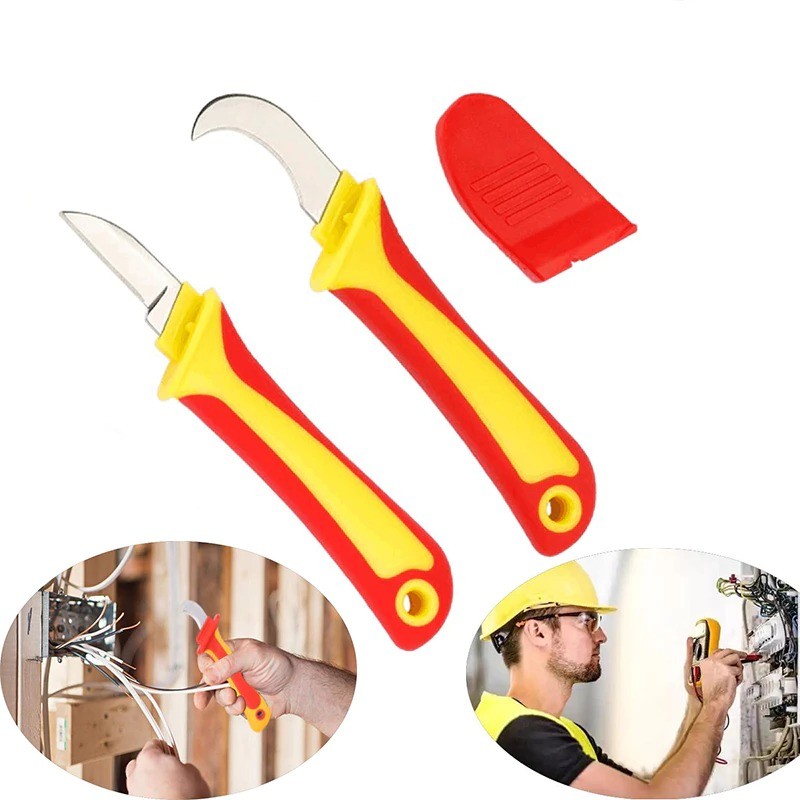 Electrician Knife Insulated Cable Stripping Snips Straight Curved Hand ...