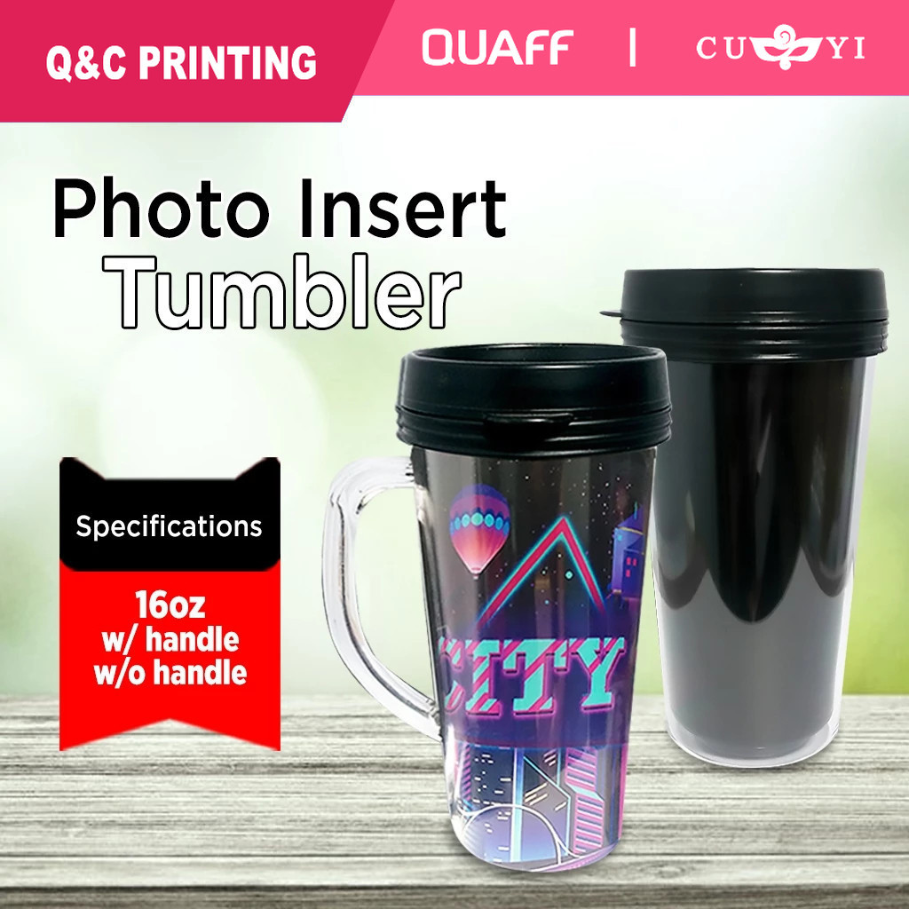 Photo Insert Tumbler with Handle and Tumbler no Handle 16oz Stationary ...
