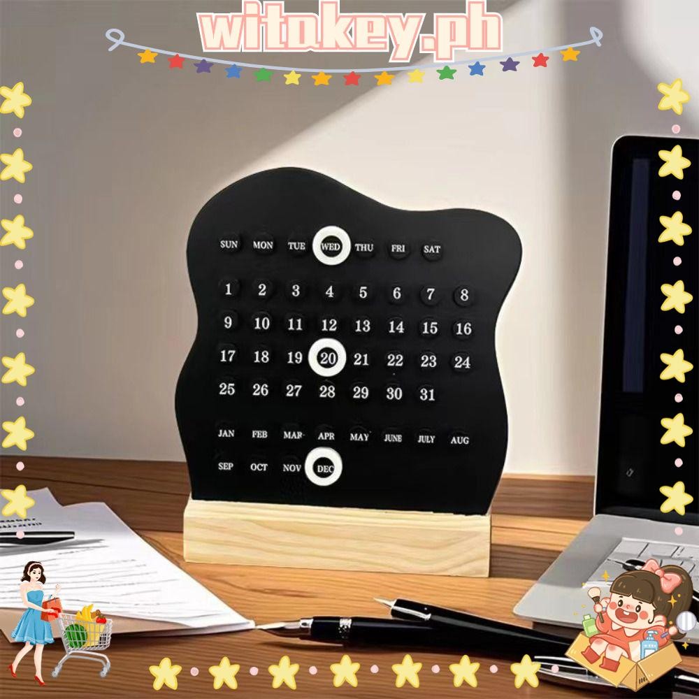 WITAKEY Wood Perpetual Calendar, Cute Week Month Date Display ...