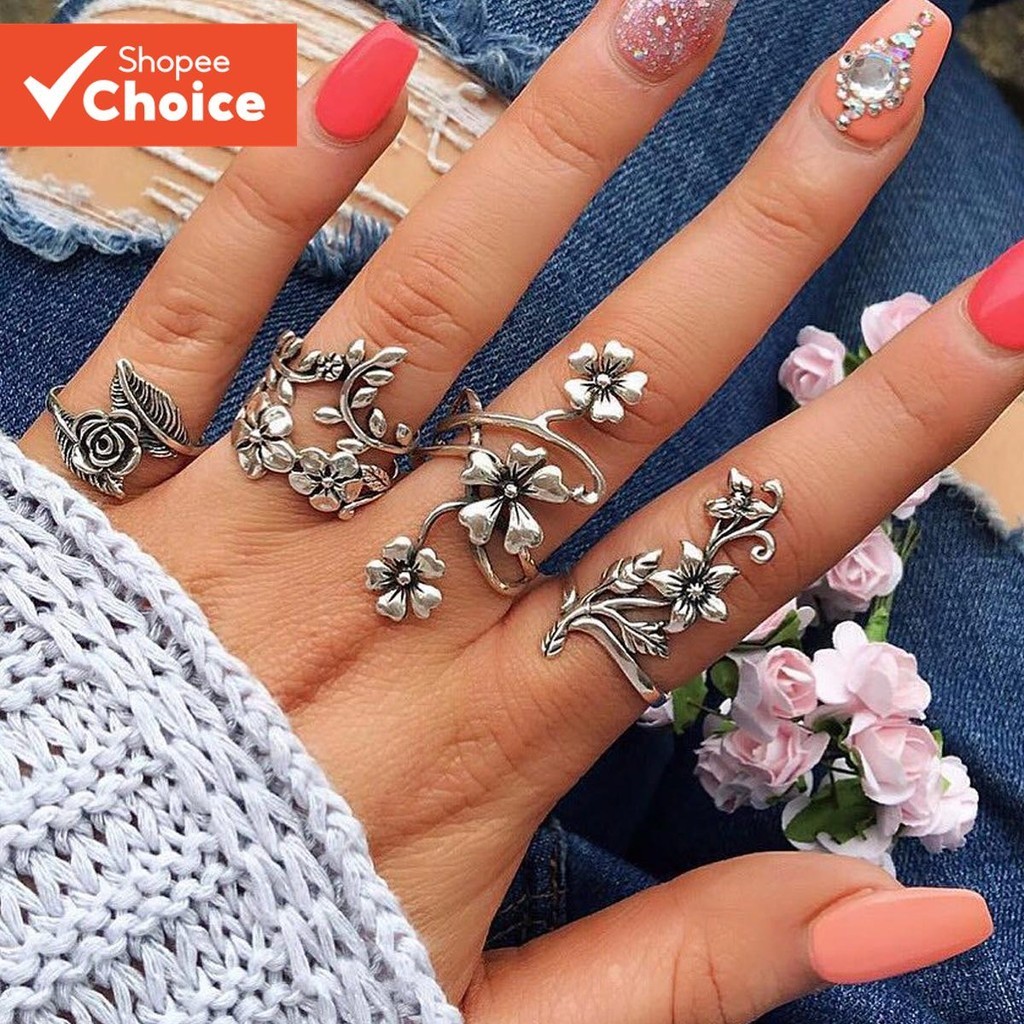 European American Fashion Personality Ancient Silver Hollow Carved 4 ...