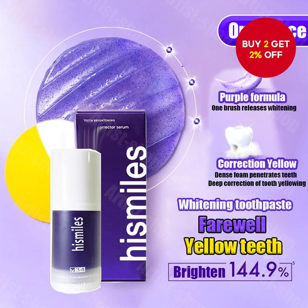 V34 Teeth Whitening Purple Toothpaste Remove Teeth Breath Whitening ...