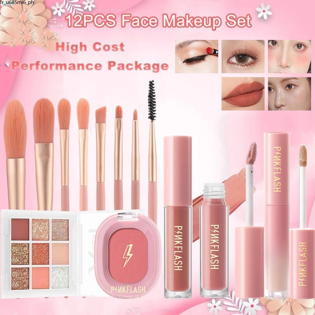 【PINKFLASH 12Pcs Makeup Set】PINKFLASH Matte Lip Glaze Concealer Blush ...