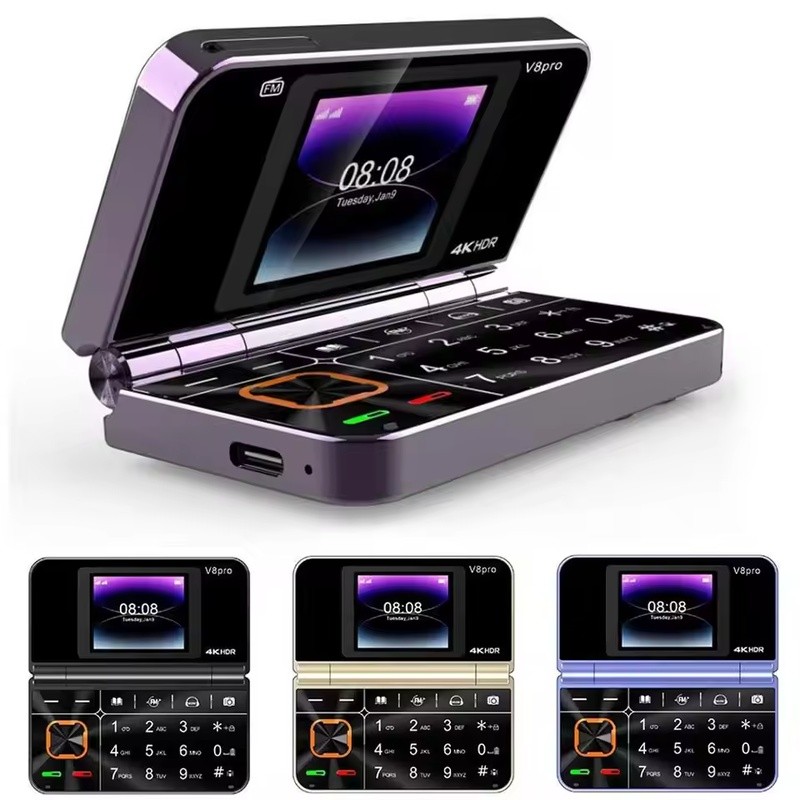 V8pro dual-screen foldable feature phone, 2G senior-friendly phone ...